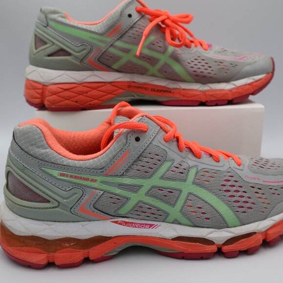 Asics Gel-Kayano 22 Women's Size 7.5 Running Shoes Orange Gray Green - Picture 1 of 12